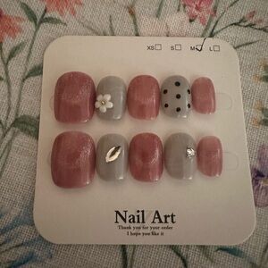 Pink and Gray Nail Art Set